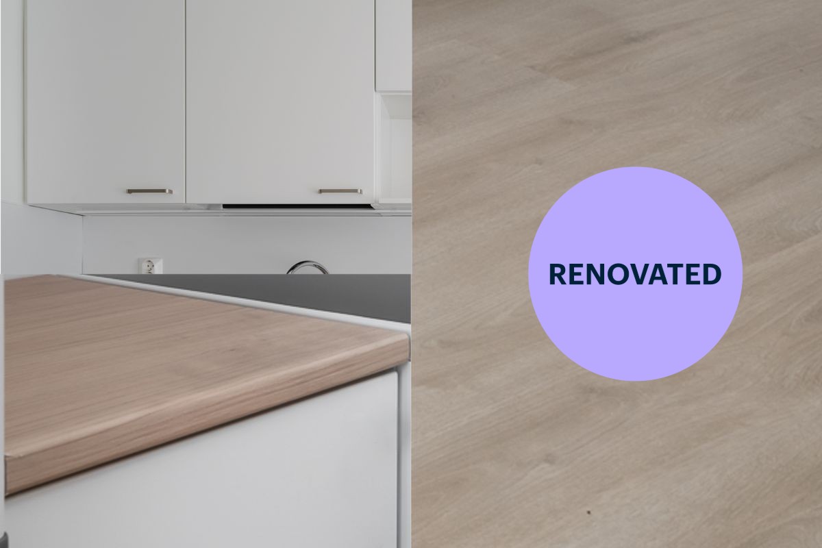 Mallikuva keittiön materiaaleista. - 1-bedroom apartment, Turku, Keskusta