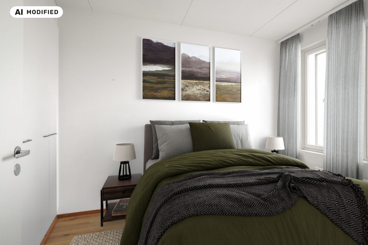 Kuva on sisustettu tekoälyn avulla. - 1-bedroom apartment, Espoo, Tuomarila