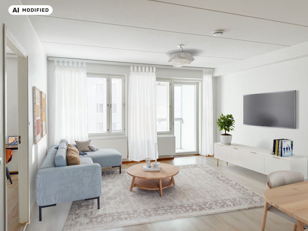 Kuva on sisustettu tekoälyn avulla. - 1-bedroom apartment, Helsinki, Rastila
