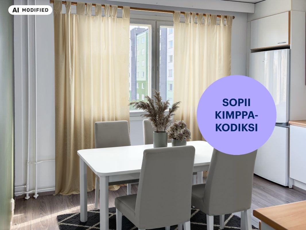 Sisustettu tekoälyä käyttäen - Kaksio, Tampere, Hervanta