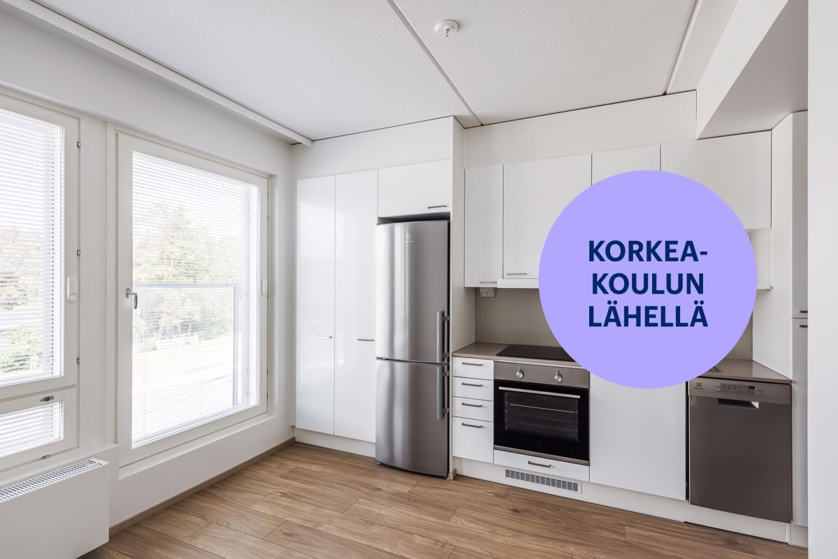 Kuvat on otettu lähes vastaavasta asunnosta. Vuokrattavassa asunnossa on parveke. - Yksiö, Turku, Pääskyvuori