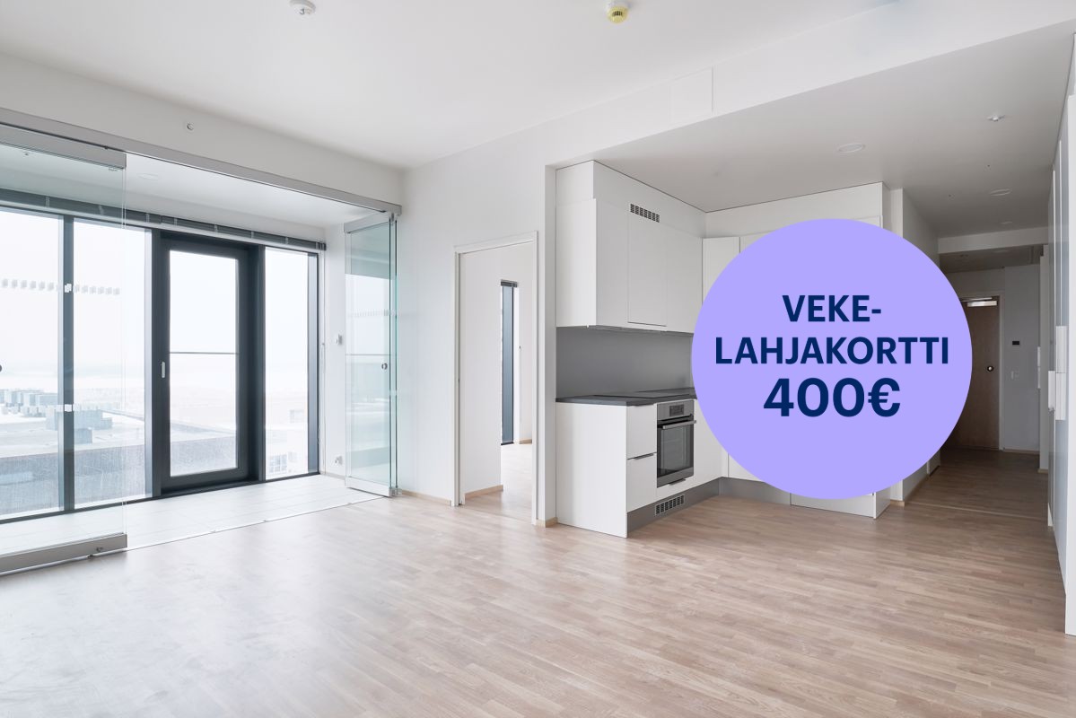 Kuvat on otettu vastaavasta 9. kerroksen asunnosta. - Neliö, Helsinki, Kalasatama