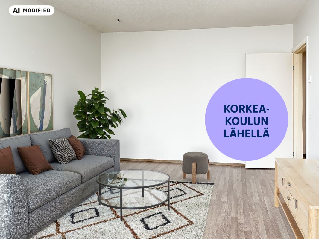 Sisustettu tekoälyä käyttäen - Kaksio, Tampere, Hervanta