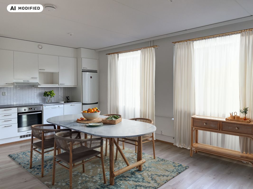 Kuva on sisustettu tekoälyn avulla. - 1-bedroom apartment, Helsinki, Rastila