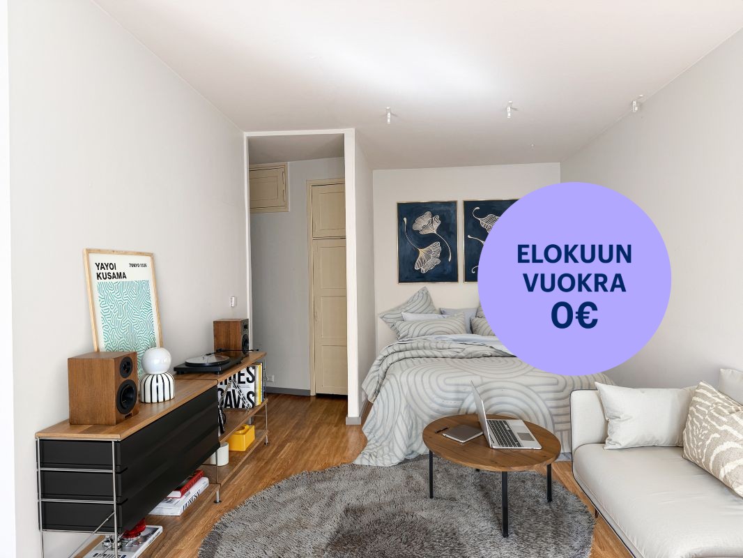 Kuva on virtuaalistailattu - Yksiö, Helsinki, Kallio