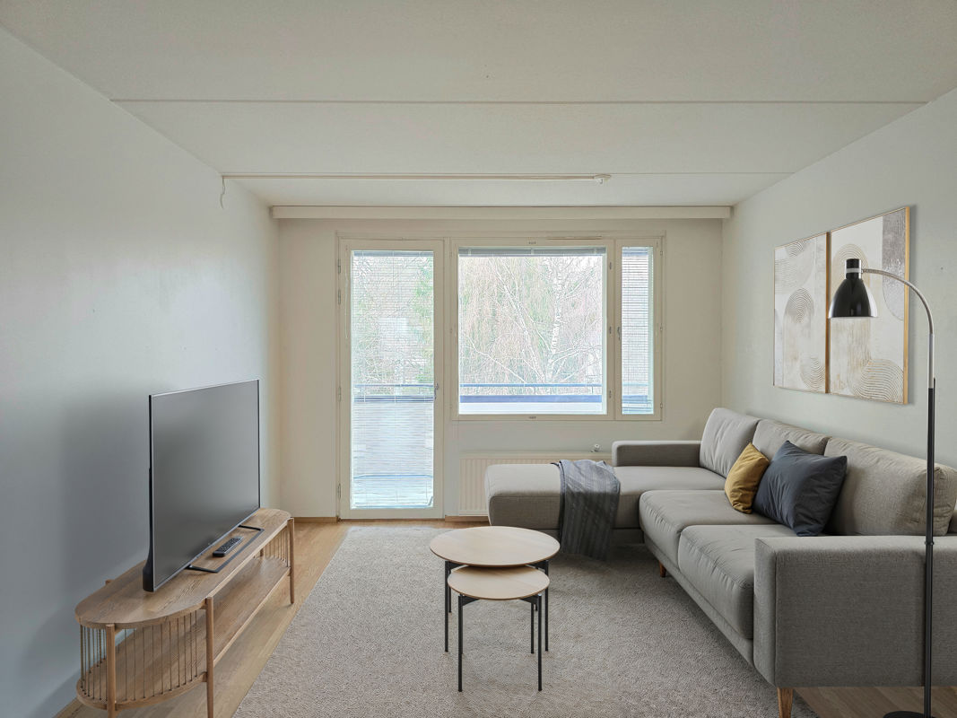 Virtuaalistailattu kuva olohuoneesta. - Kolmio, Kerava, Kannisto