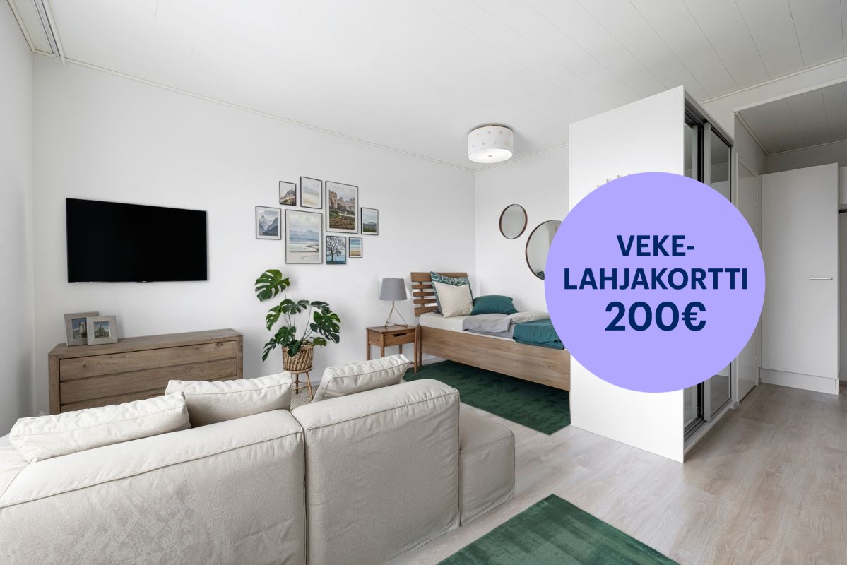 Kuva on virtuaalisesti sisustettu. - Yksiö, Turku, Keskusta