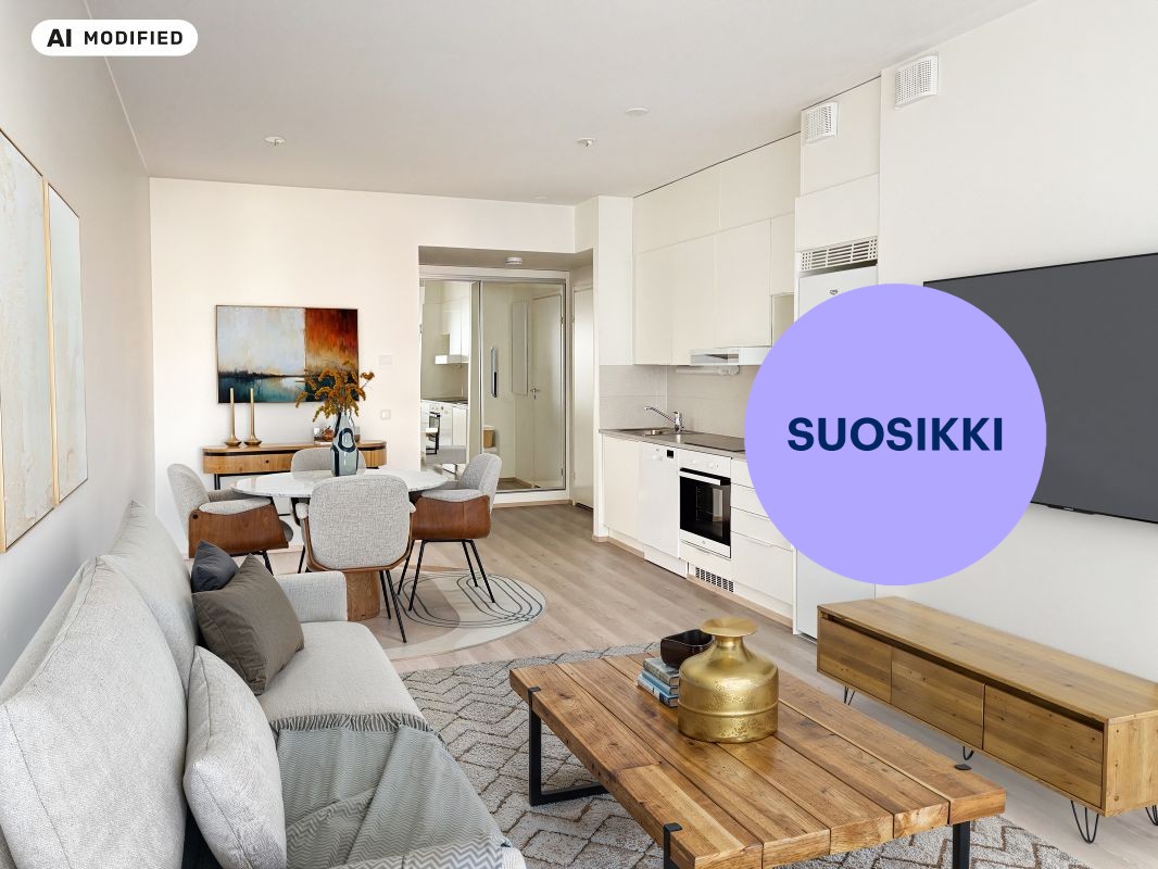 Sisustettu tekoälyn avulla - Kaksio, Tampere, Härmälänranta