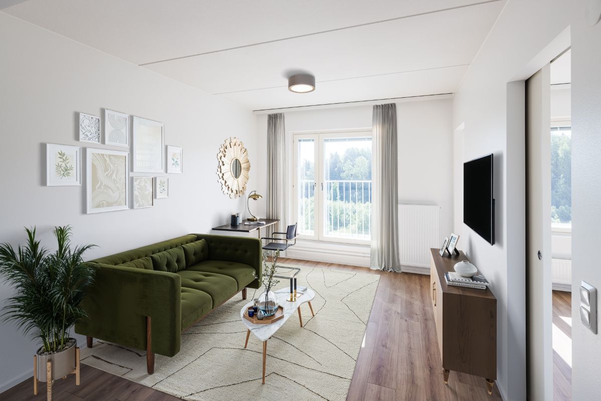 Kuva on virtuaalisesti sisustettu. - 1-bedroom apartment, Espoo, Olari