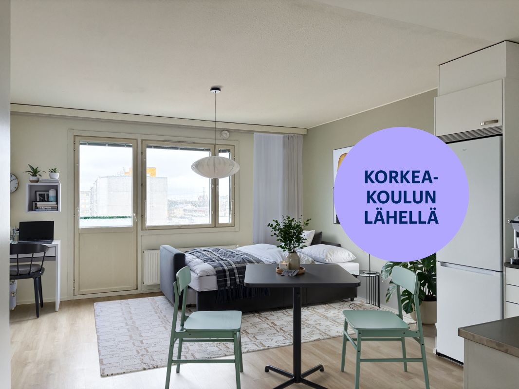Kuva virtuaalisisustettu - Yksiö, Oulu, Tuira