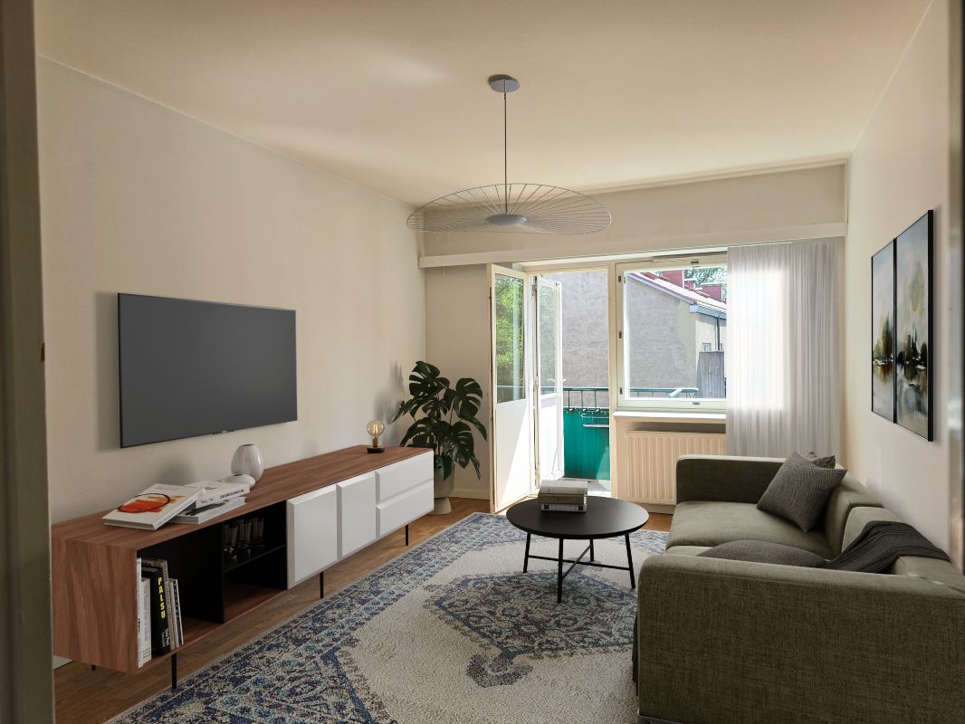 Kuva on virtuaalisesti sisustettu - 1-bedroom apartment, Helsinki, Vallila