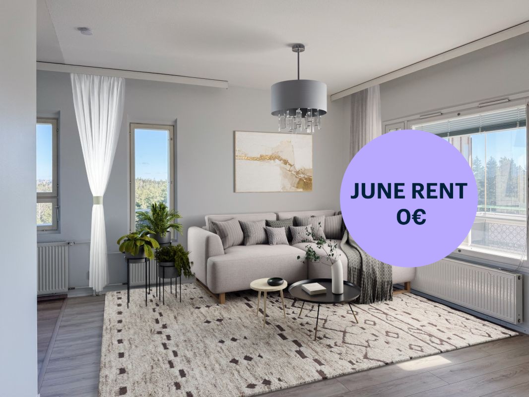 Kuva on virtuaalisesti sisustettu. - 2 bedrooms, Turku, Pääskyvuori