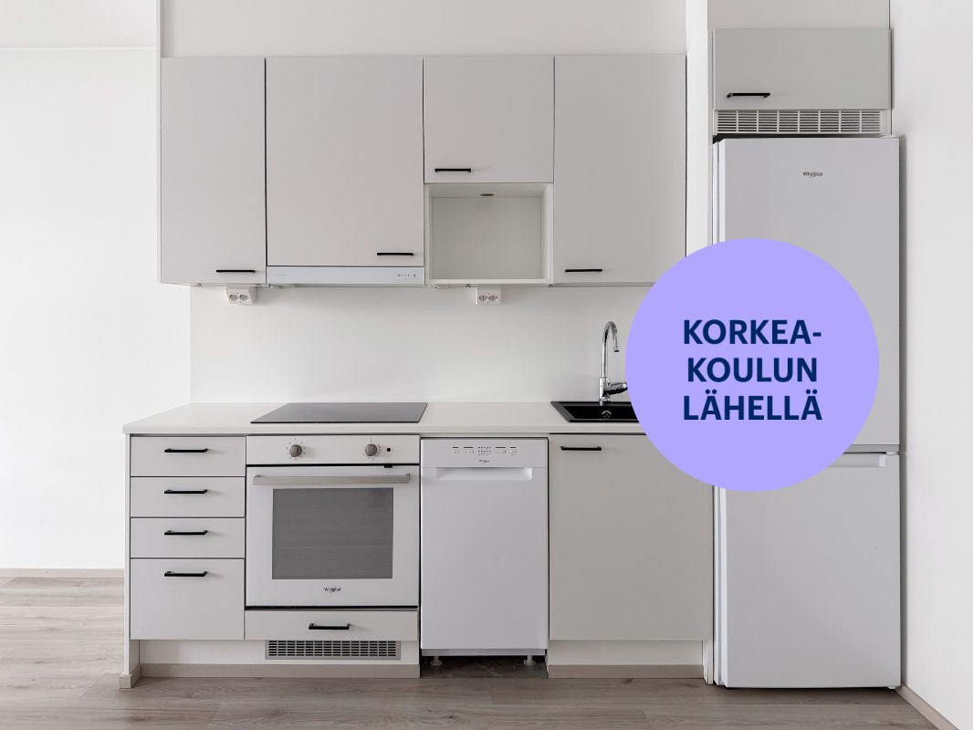 Esimerkki keittiön materiaaleista. - Yksiö, Vantaa, Tikkurila