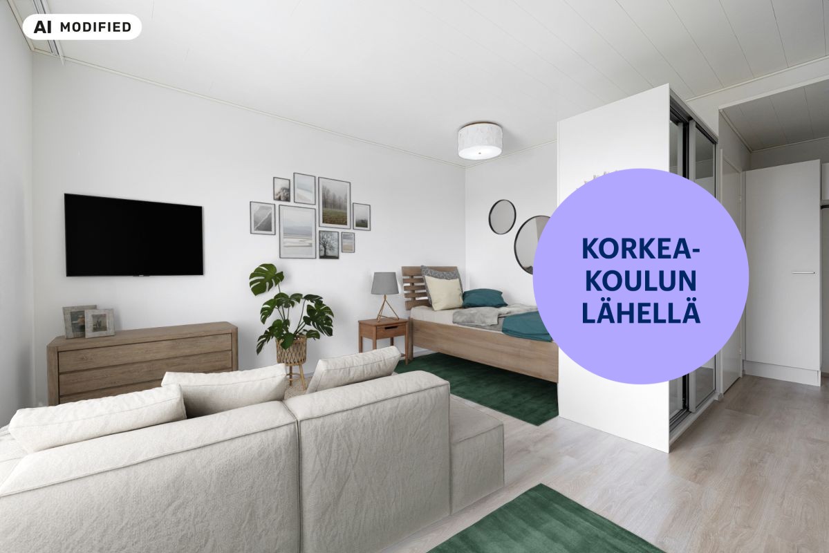 Kuva on sisustettu tekoälyn avulla. - Yksiö, Turku, Keskusta