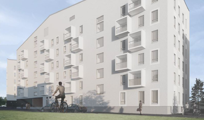 Lumo-kotien uutuuskohteen julkisivuhavainnekuva Helsingistä osoitteessa Keinulaudantie 2 b